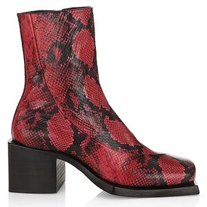 Red Snake Print Men's Boots